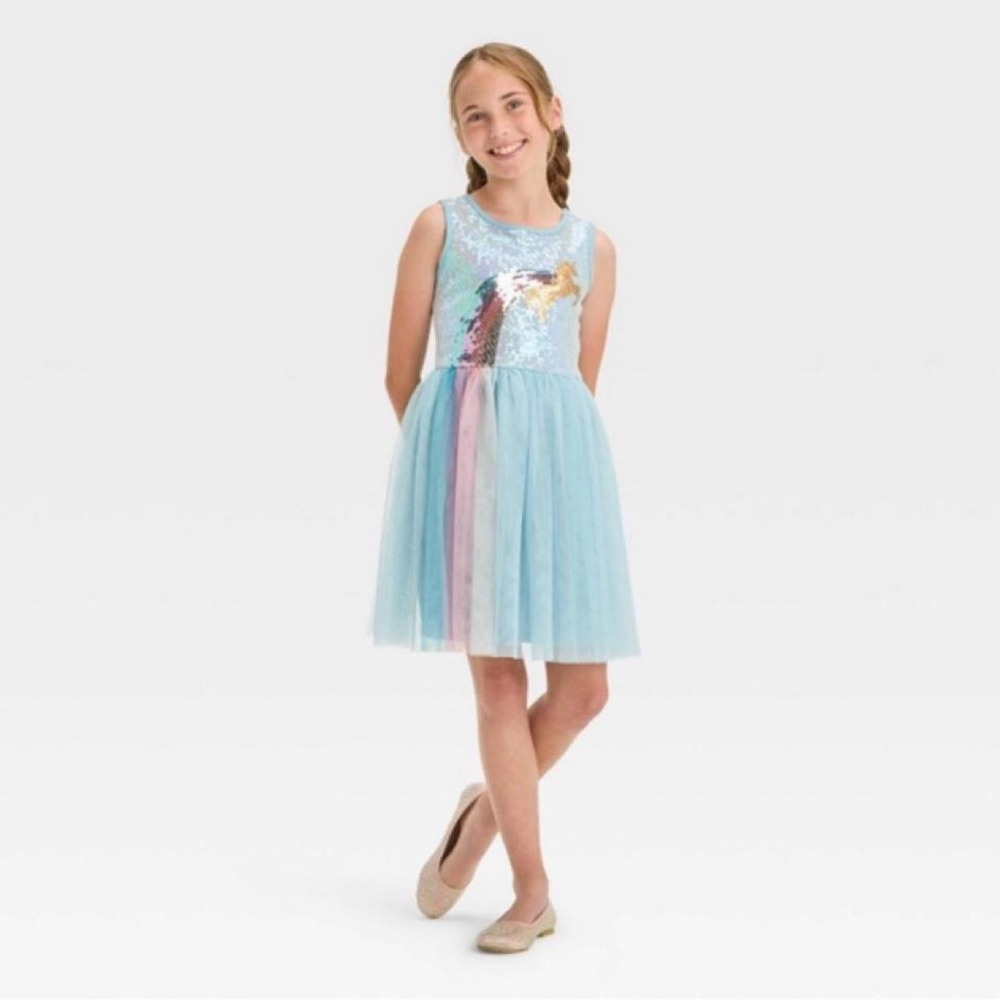 Zenzi kids dress blue unicorns Zise L12